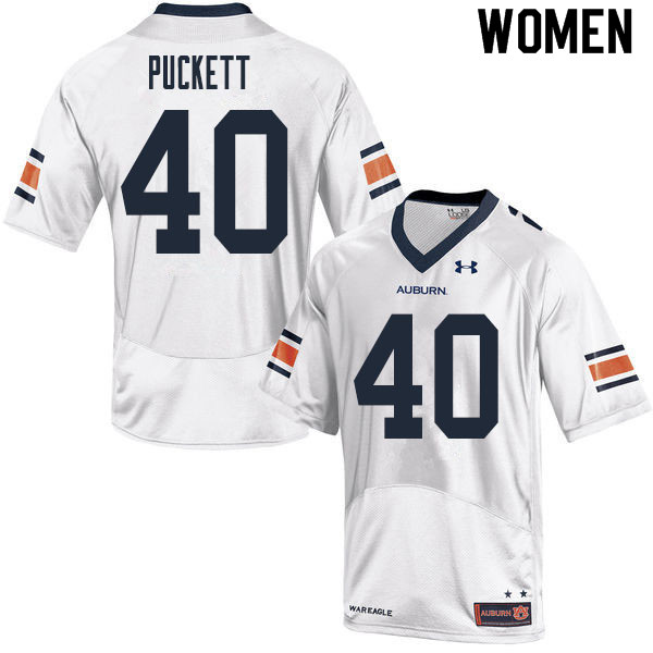 Auburn Tigers Women's Jacoby Puckett #40 White Under Armour Stitched College 2020 NCAA Authentic Football Jersey JLD5674DU